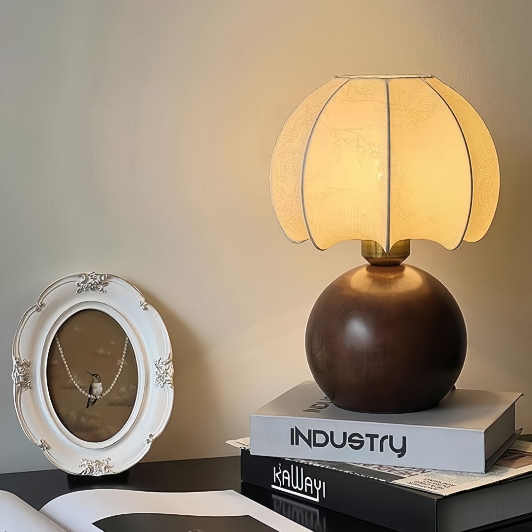 Home And Textiles - Lampu meja bermotif bunga vintage, lampu