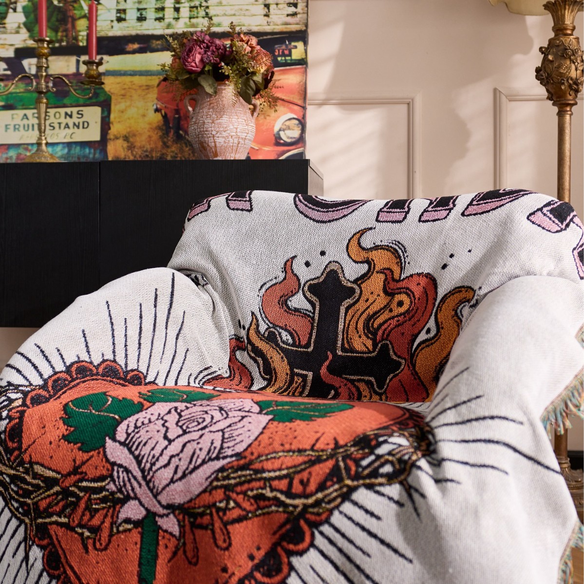 Selimut Sofa Motif Mawar Berdu - Home Textiles City ulasan dan harga